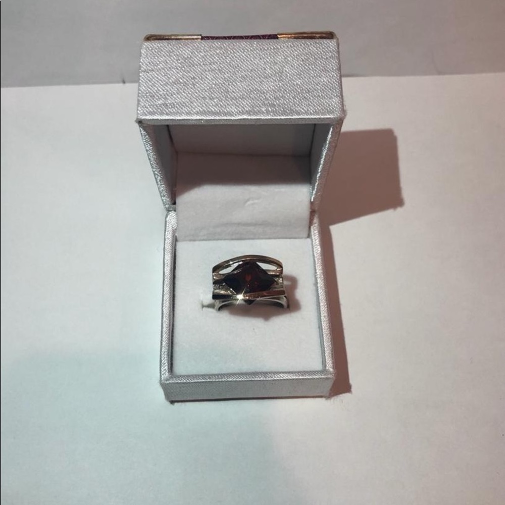 Gold and Silver Ring with Lab Created Garnet